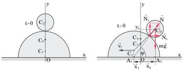 (3+"# $) d $ dt - d$ ( ' * & dt) +µ$"#$ + 3g R "#$ = iii) Να δείξετε ότι η σφαίρα σε κάποια θέση χάνει την επαφή της µε το ηµισφαιρικό σώµα και να προσδιορίσετε την θέση αυτή iv) Nα βρέιτε την τελική