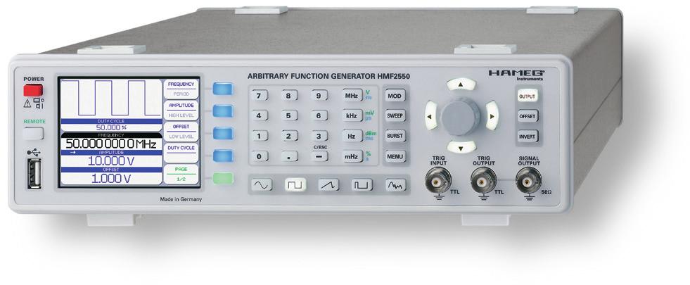 04% (f <100kHz) Burst, Sweep, Gating, Trigger extern Timp de creştere <8ns Mod impuls: Domeniu de frecvenţă 100µHz 12.