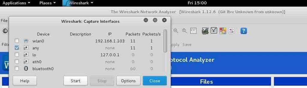 wireshark πος έπσεηαη παθέηο µαδί µε ηο Kali linux 2 64 bit. εηθψνα 4.