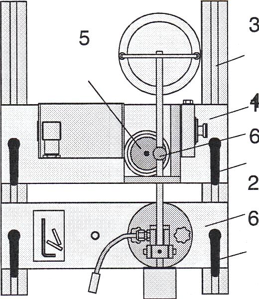 Fig. 43... Conectarea masei modulare la unitatea de bază 5 3 4 6 6 Se montează masele modulare ( şi ) pe cadrul de bază 3 aşa cum se vede în figura.