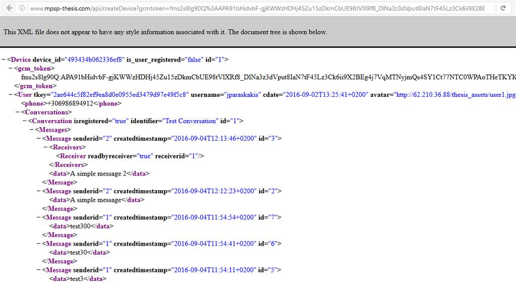 Server XML response Ο εξυπηρετητής είναι τέλος συνδεδεμένος με την εφαρμογή του RapidMiner την οποία χρησιμοποιεί για να αναγνωρίσει τη γλώσσα στην οποία είναι γραμμένο το μήνυμα αρχικά και την