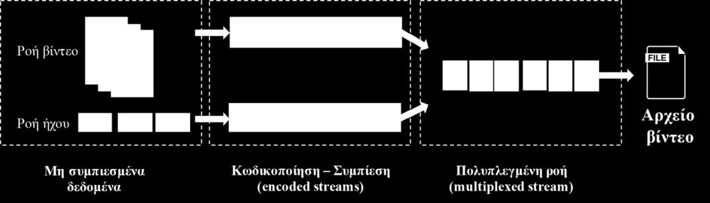 stream), με τη βοήθεια ενός μορφότυπου κωδικοποίησης (encoding) που περιέχει συνήθως και μια τεχνική συμπίεσης.