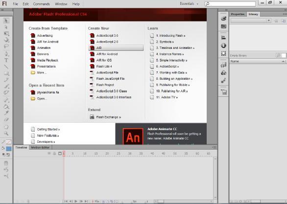 Adobe Flash Professional CC κυκλοφόρησε τον Ιούνιο του 2013.Αυτή η έκδοση υποστηρίζει HTML5 και έχει τη δυνατότητα να εξάγει το αρχείο σε SVG (Scalable Vector Graphics) μορφή.