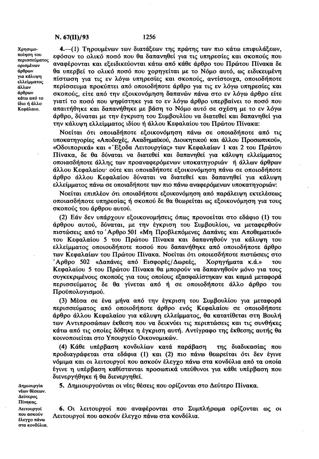 Χηιμπίηη τυ πειεύμτς ιμένν άθν γι κάλυψη ελλείμμτς άλλν άθν κάτ πό τ ίι ή άλλ Κεφάλι. Δημιυγί νέν θέεν. Δεύτες Πίνκς. Λειτυγί πυ κύν έλεγχ πάν τ κνύλι. Ν. 67(ΙΙ)/9 1256 4.