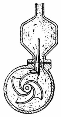 Fig. 4.31. Pompă autoaspiratoare cu bazin Locul aerului din conducta de aspiraţie este luat de lichidul din rezervorul de aspiraţie, care umple întreg traseul până se produce amorsarea pompei.