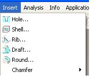 Hole Για τη δημιουργία οπής, από το Main Menu επιλέγεται Insert>Hole.