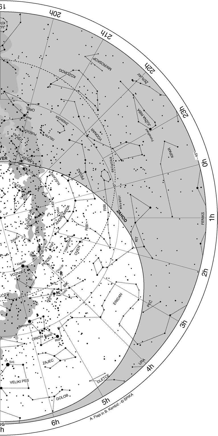 Na zvezdni karti so prikazane vse zvezde, ki jih lahko vidimo iz na[ih geografskih [irin.