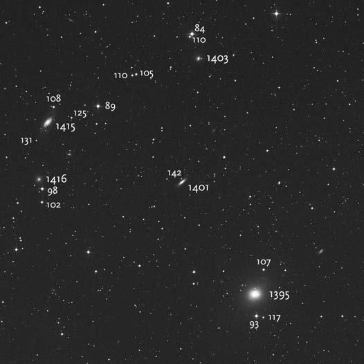 AMATERJI Skupina galaksij okrog NGC 1395 Pogledati bo treba e ju no od»reke«, kjer se skriva e nekaj svetlih galaksij.