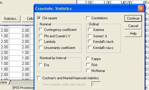 آسه ى کای اسک ئز ح ا جام در SPSS