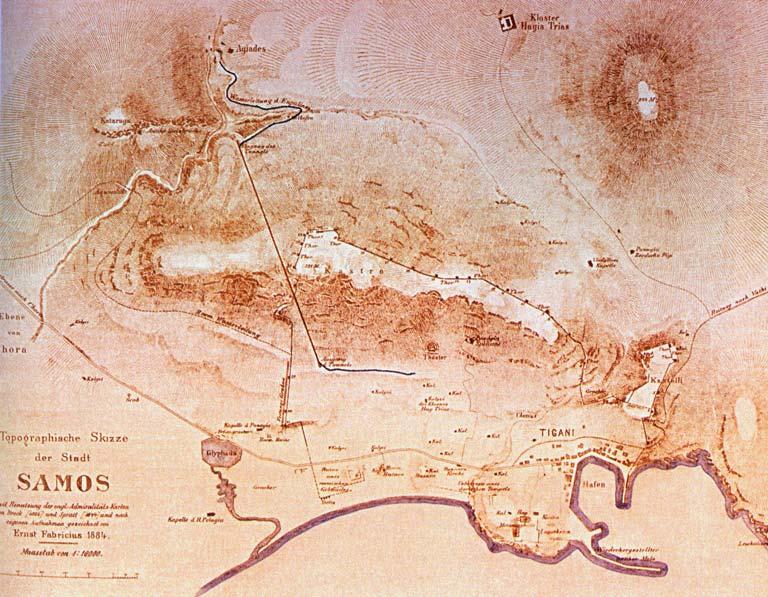 Εικόνα 1. Η πρώτη απεικόνιση του ορύγματος από τον Ernst Fabricius το 1884. χάρτη του Βρετανικού Ναυαρχείου (εικ. 1).