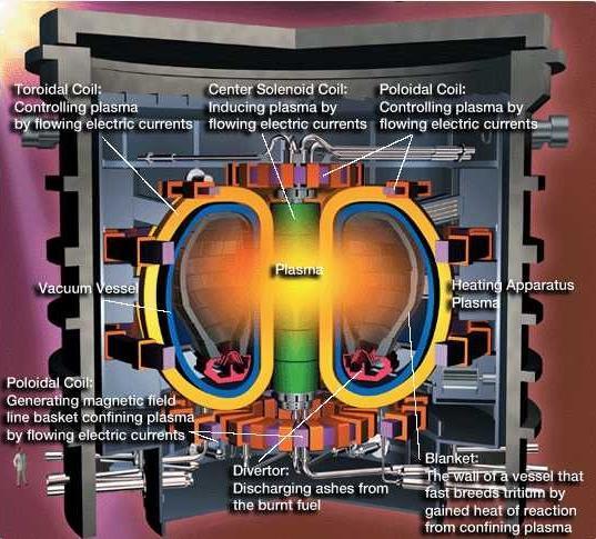 Το tokamak του Iter Είναι το μεγαλφτερο tokamak που κα ζχει καταςκευαςτεί με διαςτάςεισ 9 m φψοσ και 8 m διάμετρο και με ςυνολικό βάροσ 3000 τόνουσ (ο πφργοσ του Eiffel ςτθ Γαλλία ζχει βάροσ 7300