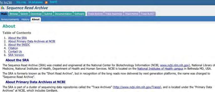 Εικόνα 32. Ιστοσελίδα SRA (http://www.ncbi.nlm.nih.gov/traces/sra/sra.cgi?