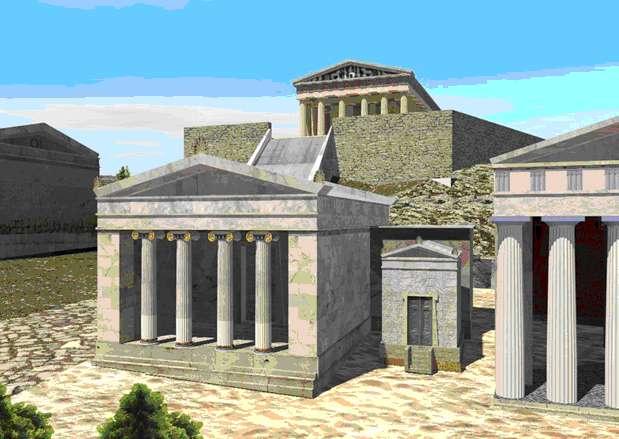 Ο ναός του Πατρώου Απόλλωνα (340 π.χ.). Βρισκόταν στην θέση του παλαιότερου Αρχαϊκού ναού.