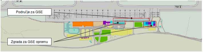Otvoreni prostori zemaljska oprema (GSE), održavanje zračne luke/letjelišta - oznaka 9a u kartografskiom prikazu 0.