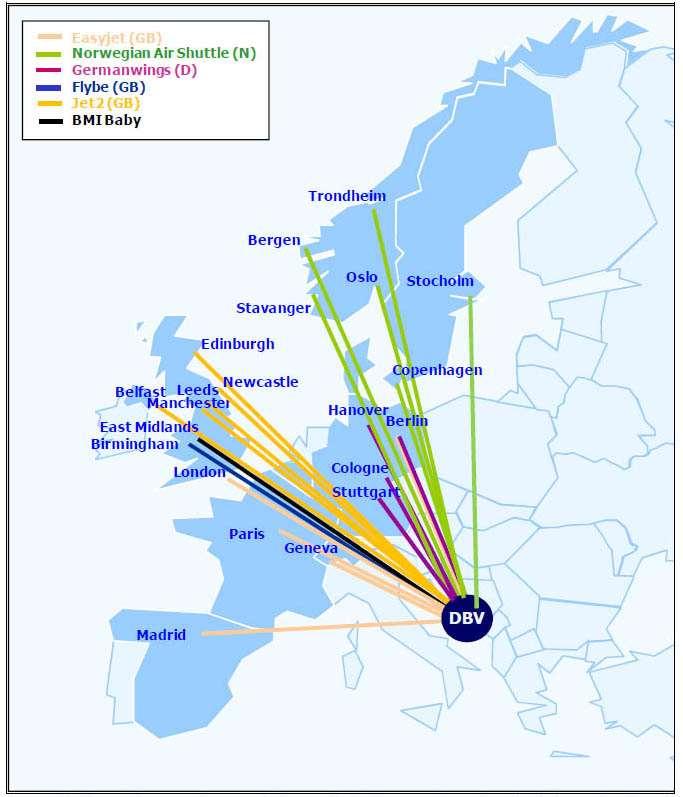 Prilog 3: LCC rutna mreža Zračne luke Dubrovnik (Izvor: MasterPlan Airport Consulting Vienna GmbH) Prilog 4: Kretanje prometa u Zračnoj luci Dubrovnik (Izvor: