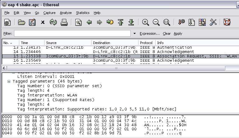 Εικόνα 23. Στιγμιότυπο χρήσης του προγράμματος Ethereal Airopeek NX Τέλος, υπάρχουν και ολοκληρωμένα προγράμματα που σκοπό έχουν την πλήρη μελέτη της λειτουργίας του ασύρματου δικτύου.