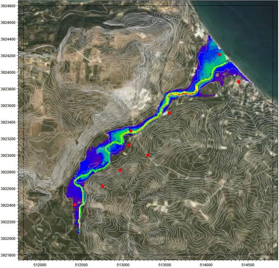 Βαθμονόμηση Κελί 10 m x 10 m Εικόνα 5.6. Βαθμονόμηση μοντέλου για κελί διάστασης 10 m x 10 m 5.