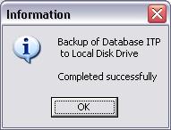 - Μήνυμα για την επιτυχία του backup. Σο αντίγραφο αποθηκεύεται κάτω από το folder N:\3SData\DB2Backup.