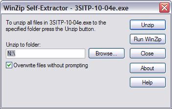 - Εάν η εγκατάσταση του 3S/ITP είναι για περισσότερους από έναν χρήστη, επιβεβαιώστε ότι στο Unzip to folder εμφανίζεται N:\ και επιλέξτε αριστερό κλικ στο κουμπί