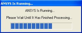 Κατά την εκτέλεση του ANSYS εµφανίζεται η ενηµερωτική φόρµα ότι το ANSYS επεξεργάζεται τα στοιχεία του αρχείου ενώ όταν