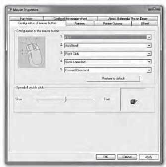 The confi guration menu for the mouse appears. GB Select the tab "Confi guration of mouse button". Here you can set a function for each of the fi ve mouse buttons.