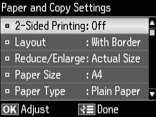 LCD ekranda görüntülenen fotoğrafı değiştirmek için l veya r düğmesine basın. Πατήστε + ή - για να ορίσετε τον αριθμό των αντιγράφων. Πατήστε l ή r για να ορίσετε την πυκνότητα.
