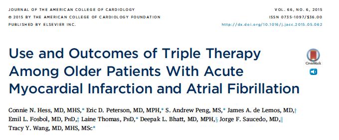 4,959 patients >65 years of age with acute MI and AF who underwent coronary stenting 2-year major adverse cardiac