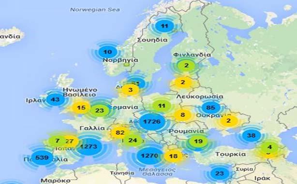 Στον χάρτη που ακολουθεί παρουσιάζονται οι χώρες των οποίων οι δήμοι συμμετέχουν στο Σύμφωνο των ημάρχων.