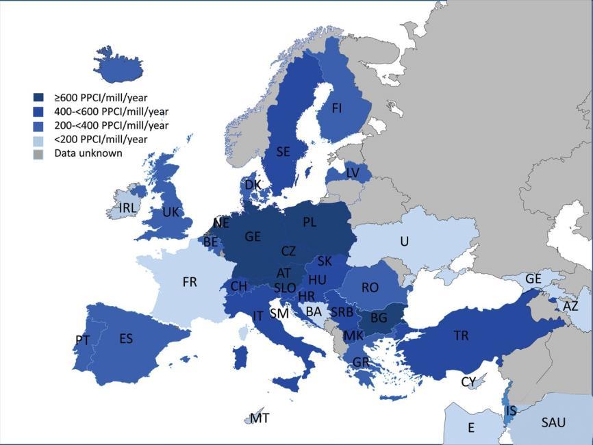 Επεμβατική Καρδιολογία Ελλάδα Ευρώπη - Παγκόσμια Αύξηση σε επεμβατικές /