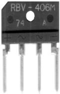 (V) (A) (V) (A) (μa) RBV400 Series, 4 A, Case Type: RBV4 RBV401 4.0 50-100 80 1.05 2.0 10 RBV402 4.0 50-200 80 1.05 2.0 10 RBV404 4.0 50-400 80 1.10 2.0 10 RBV406 4.0 50-600 80 1.10 2.0 10 RBV408 4.