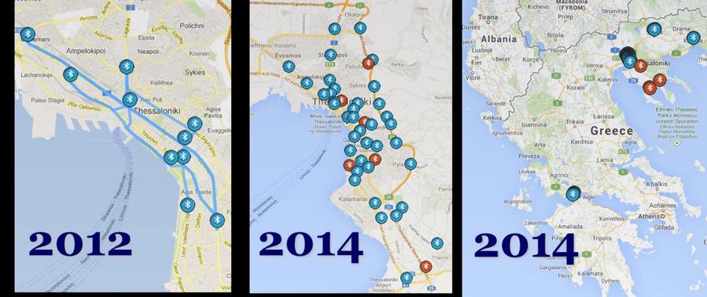 Αισθητήρες Bluetooth (BT) 43 αισθητήρες (EEA, SEE-ITS & EASYTRIP) 4 εκατομμύρια ανιχνεύσεις την εβδομάδα (σε περιόδους αιχμής) 25000 μοναδικά στίγματα ανά ημέρα (μια διασταύρωση) 1 εκατομμύριο
