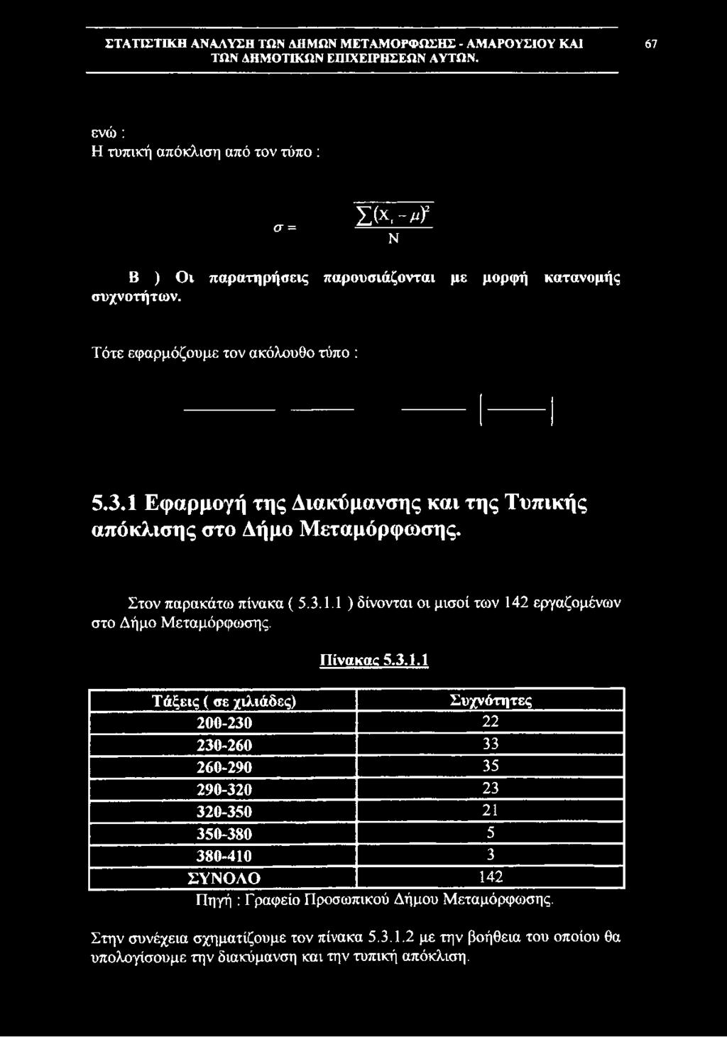1 Τάξεις ( σε χιλιάδες) Συχνότητες 200-230 22 230-260 33 260-290 35 290-320 23 320-350 21 350-380 5 380-410 3 ΣΥΝΟΛΟ