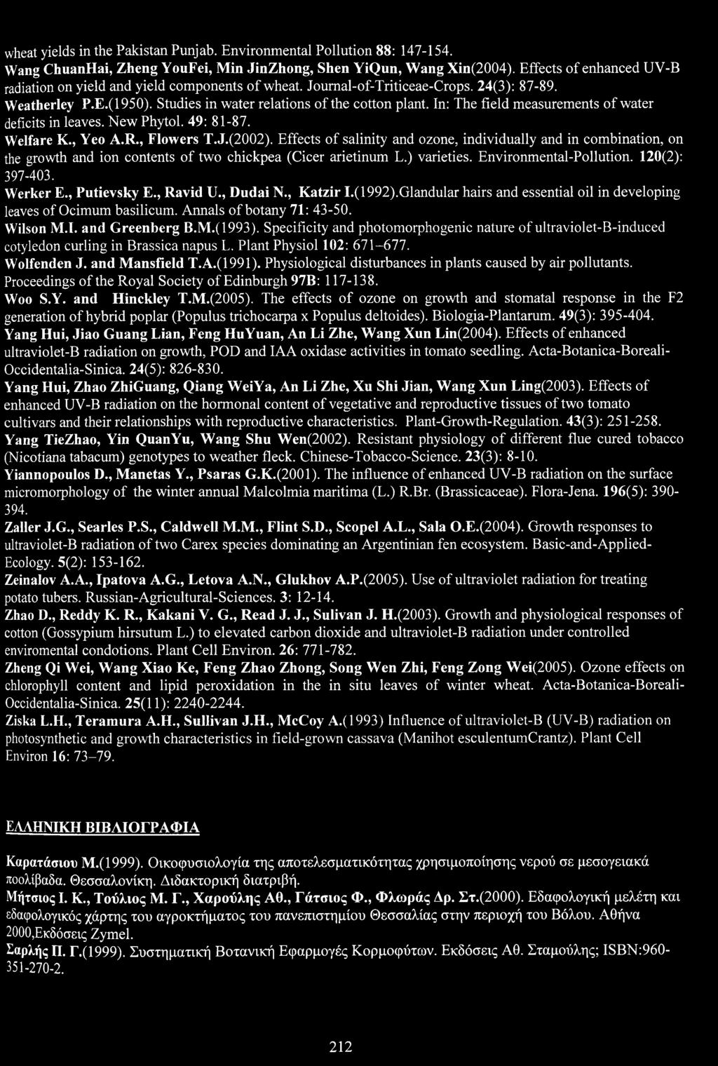 In: The field measurements f water deficits in leaves. New Phytl. 49: 81-87. Welfare K., Ye A.R., Flwers T.J.(22).