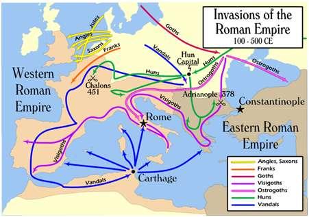 Οι επιδρομές των βαρβάρων από το 100-500 Η επιδρομή των βαρβάρων στην Ευρώπη τον 5ο αι. μ.χ.