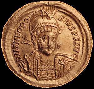 Ο Θεοδόσιος Β (408-450) Πολιτιστικές εξελίξεις Χρυσό νόμισμα του αυτοκράτορα Θεοδοσίου Β'. Αθήνα, Νομισματικό Μουσείο.