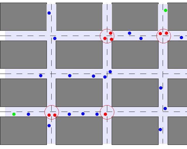 Εικόνα 3.5 Αναπαράσταση διαδικασίας προώθησης ενός πακέτου από μια επιλεγμένη διαδρομή. Οι διασταυρώσεις που σημειώνονται είναι οι διασταυρώσεις που συνθέτουν την διαδρομή.
