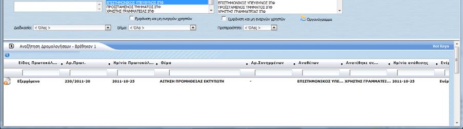 Αποτέλεσμα Αναζήτησης Αναζήτηση βάση ενεργειών, κατάσταση