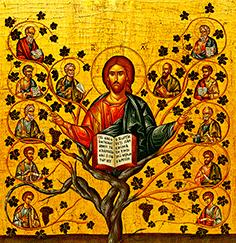 Dance for joy, O earth, on hearing the gladsome tidings; with the Angels and the shepherds now glorify Him Who is willing to be gazed on as a young Child Who before the ages is God.