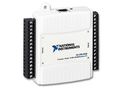 Εικ 1. ο controller NI USB-6008 της NATIONAL INSTRUMENT ο οποίος έχει αναλογικές και ψηφιακές εξόδους.