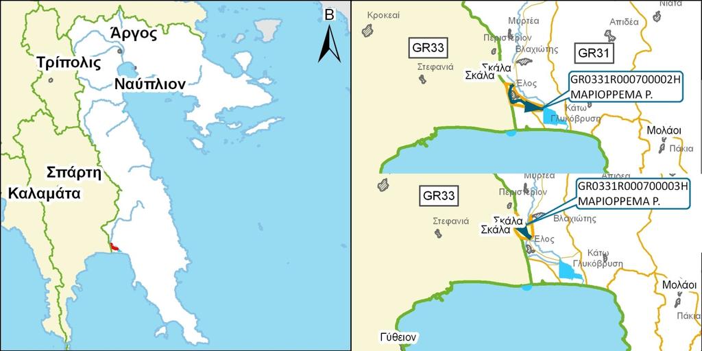 3.2.3 Διευθέτηση κοίτης ρ. Μαριόρρεμα GR0331R000700003H και παλαιά κοίτη ρ.