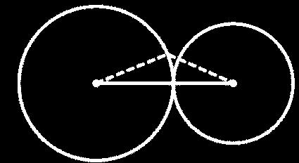 ΑΚΛ έχουμε ΚΛ < ΚΑ + ΑΛ, δηλαδή δ < R + ρ, που είναι άτοπο. Κ R δ Α ρ Λ Σχήμα 63 Τεμνόμενοι κύκλοι Οι κύκλοι τέμνονται, δηλαδή έχουν δύο κοινά σημεία, αν και μόνο αν R - ρ < δ < R + ρ (σχ.62γ).