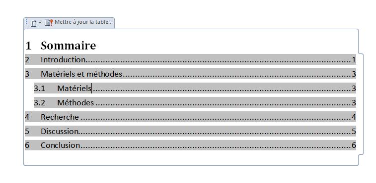 2.1.1 Utilisation d un logiciel de traitement de texte (10/11) Placez le curseur sur les contenus
