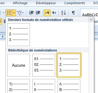 2.1.2.10 Numérotation des listes et des titres Bien