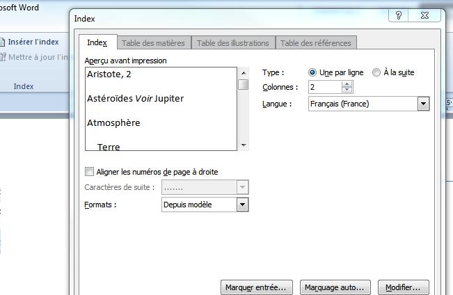 2.1.2.12 Indexation des notions et/ou des noms d auteurs Il est possible de créer un index des notions (index rerum) abordées et/ou un index des noms d auteurs (index onomatum) Les quatre étapes d