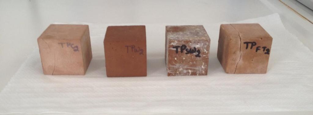 Σχήμα 3.9: Γεωπολυμερή από πλακάκια + 10% ίζημα Πάτρας μετά το πέρας 2 μηνών σε δοκιμές ανθεκτικότητας.