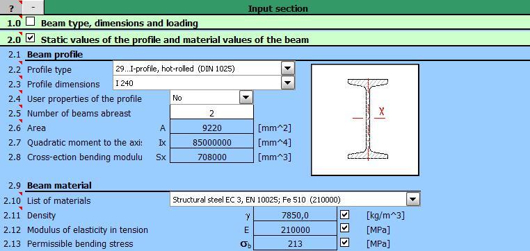 Odabrani profil grede je vruće valjani čelični I profil prema HRN C.B3.131 1961 normi (odgovara DIN 105 normi) [Slika 1.