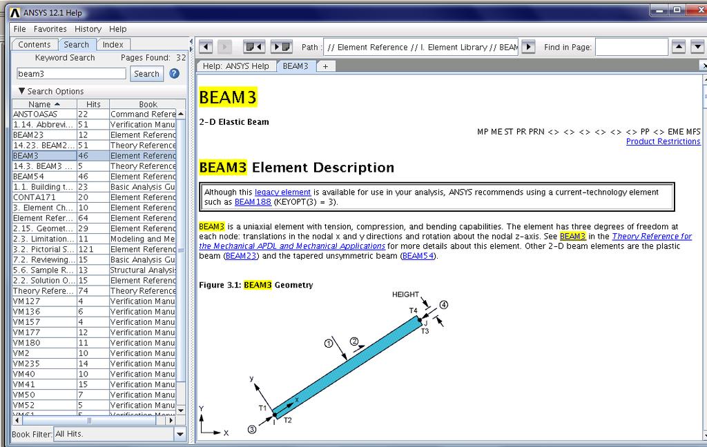 ΕΠΙΛΟΓΗ ΠΕΠΕΡΑΣΜΕΝΟΥ: ΒΕΑΜ3 1. Επιλογή «Search» 2. Εισαγωγή «Beam3» 3.