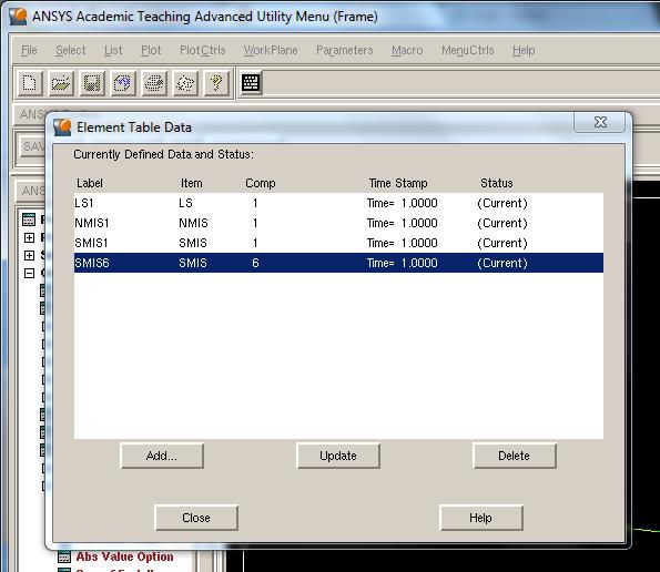 POSTPROCCESING: ELEMENT TABLE ΛΙΣΤA