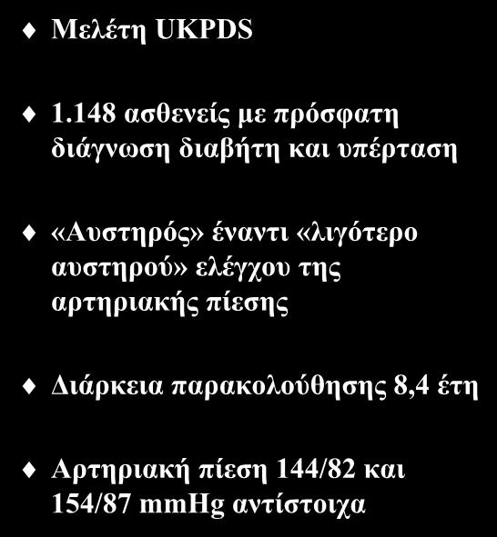 Αντιυπερτασική αγωγή (I) Μελέτη UKPDS 1.